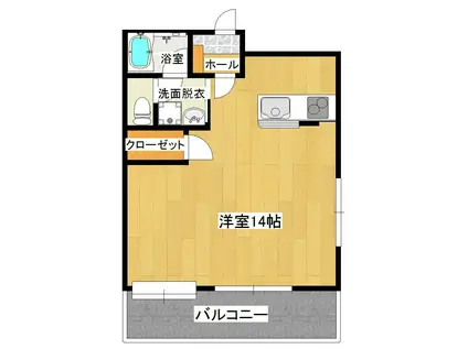 アクシス城山(ワンルーム/2階)の間取り写真