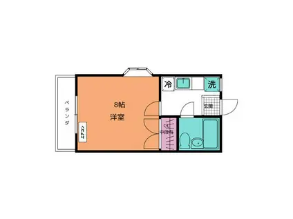 レジデンス万葉(1K/2階)の間取り写真