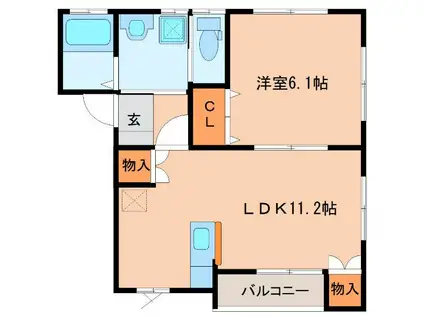 ステラA(1LDK/1階)の間取り写真