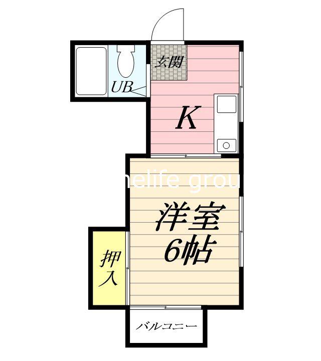 鈴川ハイツ II(ワンルーム/2階)の間取り写真