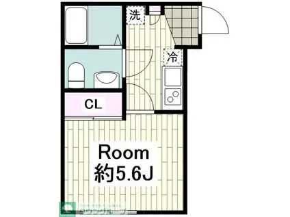 ベイルーム六浦A棟(1K/3階)の間取り写真