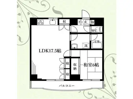 プルミエル千歳(1LDK/2階)の間取り写真
