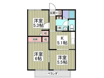 セフィーラ松飛台(3K/2階)の間取り写真