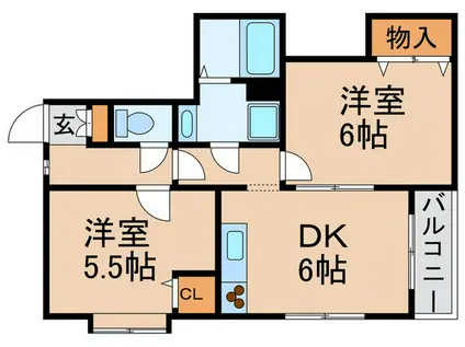 CREST-AN(2DK/1階)の間取り写真