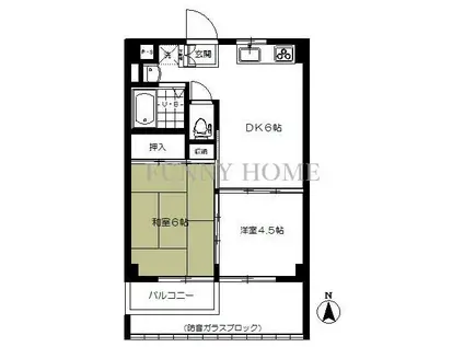 KフラットI(2DK/2階)の間取り写真
