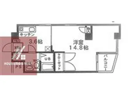 モデラート(1K/2階)の間取り写真