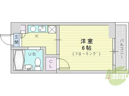 OSAKA PARKLAND INC(1K/1階)の間取り写真