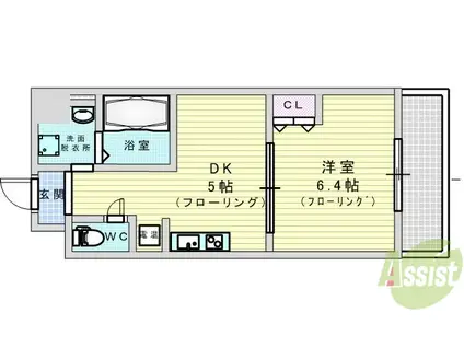 第16関根マンション(1DK/6階)の間取り写真