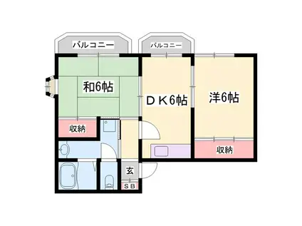 ベネフィス土山II(2DK/2階)の間取り写真