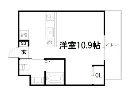 シエルコート北白川(ワンルーム/4階)の間取り写真