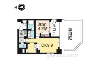 カスタリア壬生(1LDK/1階)の間取り写真