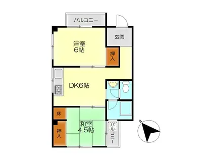 ペガサスマンション(2DK/4階)の間取り写真