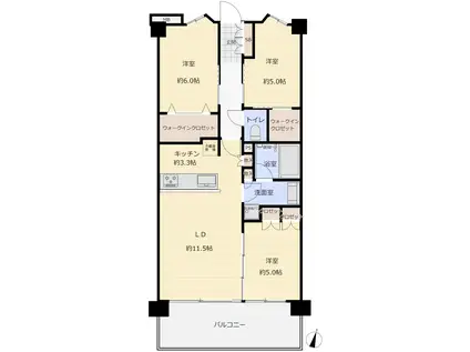 ヴェレーナシティ横浜根岸ザ・フロント(3LDK/7階)の間取り写真
