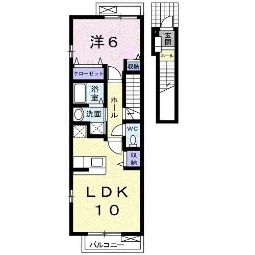 NMONA(1LDK/2階)の間取り写真
