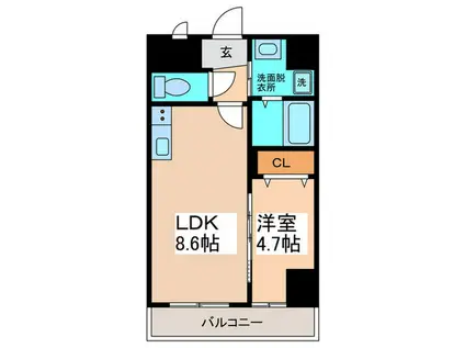 FREEDOM RESIDENCE 藤井寺岡(1LDK/8階)の間取り写真
