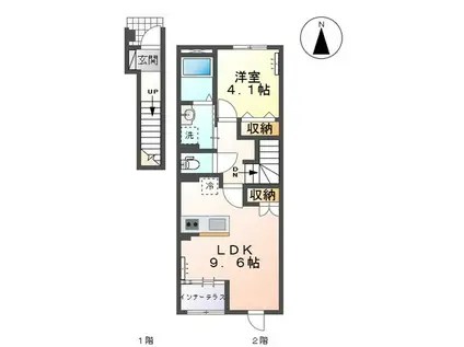 森本2丁目アパートII(1LDK/2階)の間取り写真