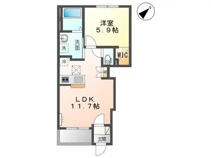 レナレジデンス(1LDK/1階)の間取り写真