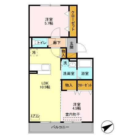愛宕ビューハイツ(2LDK/2階)の間取り写真