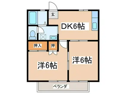 ベルグラン湘南(2DK/2階)の間取り写真
