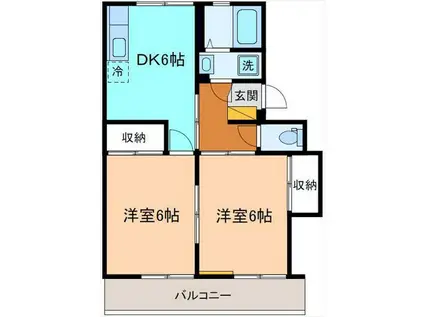 片岡ハイツ(2DK/1階)の間取り写真