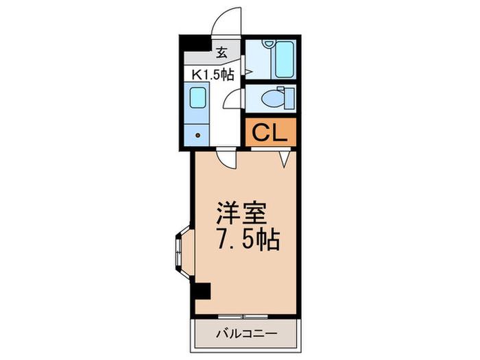 クレストウッド(1K/3階)の間取り写真