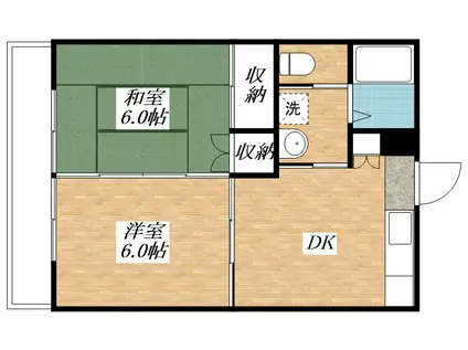 グリーンハウス(2DK/2階)の間取り写真