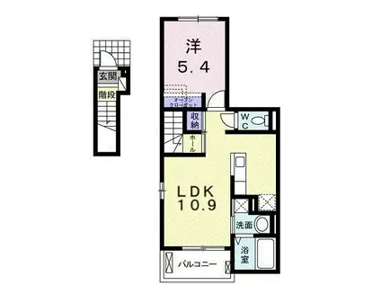 フェリース(1LDK/2階)の間取り写真