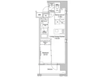 ザ・パークハビオ上北沢(1SLDK/12階)の間取り写真