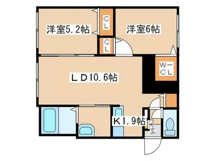 エックススター札幌(2LDK/4階)の間取り写真