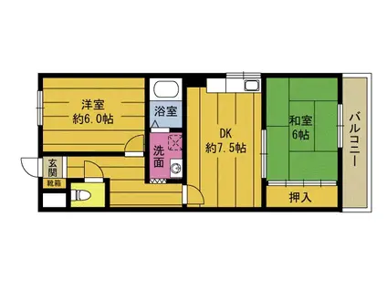 パ-クサイドみしま(2DK/1階)の間取り写真