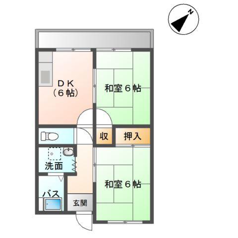 メゾン長縄(2DK/2階)の間取り写真