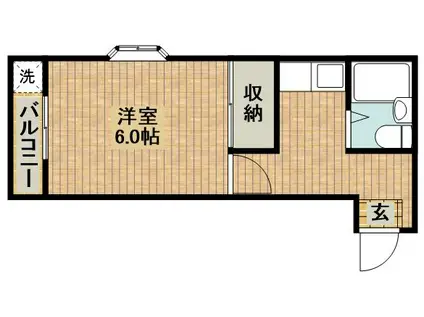 ハイツオオタI(1K/3階)の間取り写真