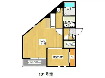 GRANDTIC JK(1LDK/1階)の間取り写真