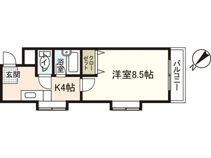 コンフォート祇園(1K/2階)の間取り写真