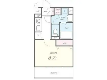 グランディール調布(1K/2階)の間取り写真