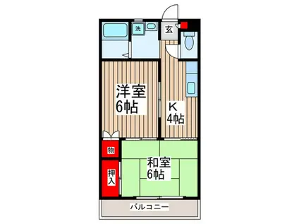 パーク越谷(2K/1階)の間取り写真