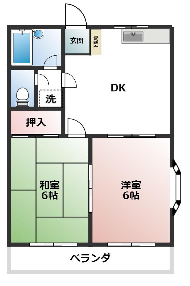 パークビレッジ巴(2DK/2階)の間取り写真