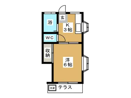 国府台ドリームハイツ(1K/1階)の間取り写真