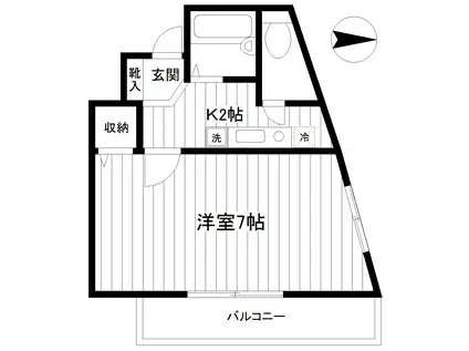 横浜元町ガーデン(1K/1階)の間取り写真