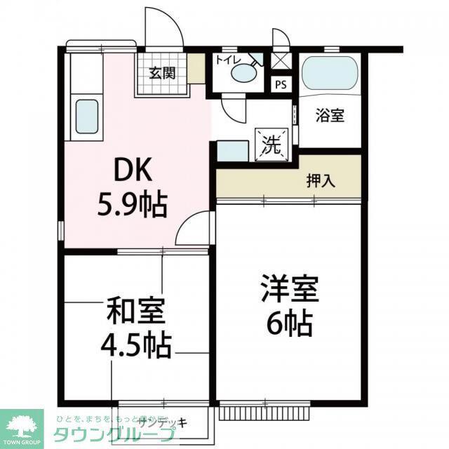 若葉ハイツ(2DK/2階)の間取り写真