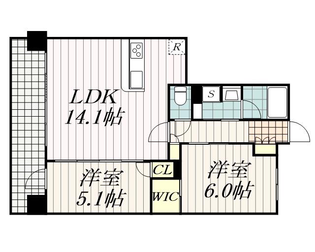センチュリー千葉みなと(2LDK/12階)の間取り写真