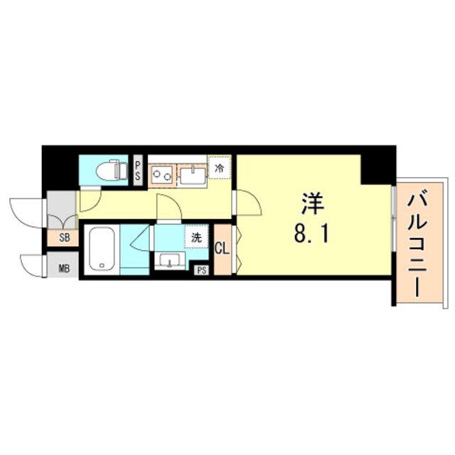 ボンニー元町(1K/4階)の間取り写真
