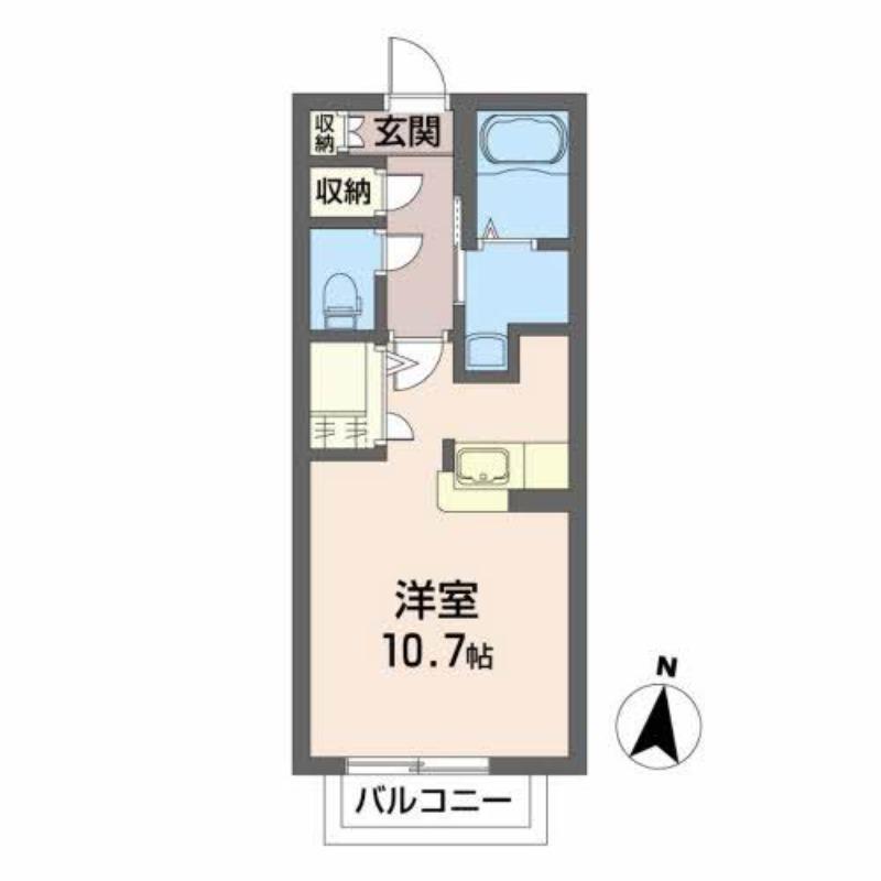 ブルースカイ柏木(ワンルーム/2階)の間取り写真