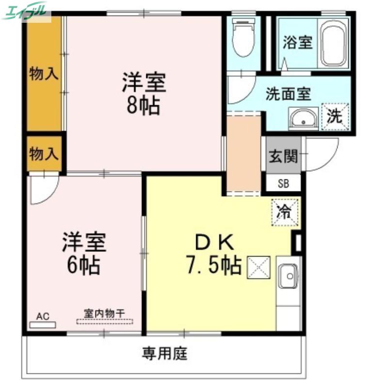 ビューラーT・K B棟(2DK/1階)の間取り写真