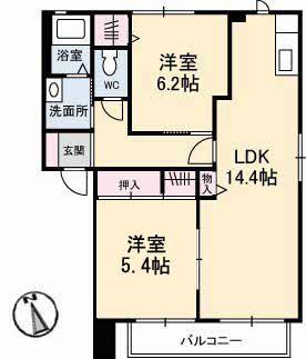ハイマットメゾン D棟(2LDK/2階)の間取り写真