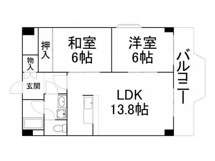ライラック上本町(2LDK/5階)の間取り写真