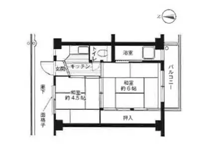 ビレッジハウス福田II2号棟(2K/3階)の間取り写真