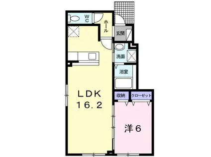 グランベルI(1LDK/1階)の間取り写真