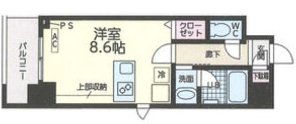 第2金山フクマルビル(1K/8階)の間取り写真