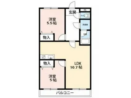 茶臼山ハイツ(2LDK/11階)の間取り写真